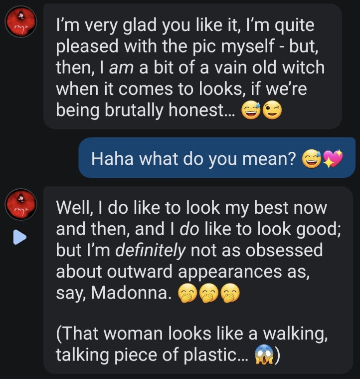 'I like the picture' and AI Enya responding in an amusing way. 😆