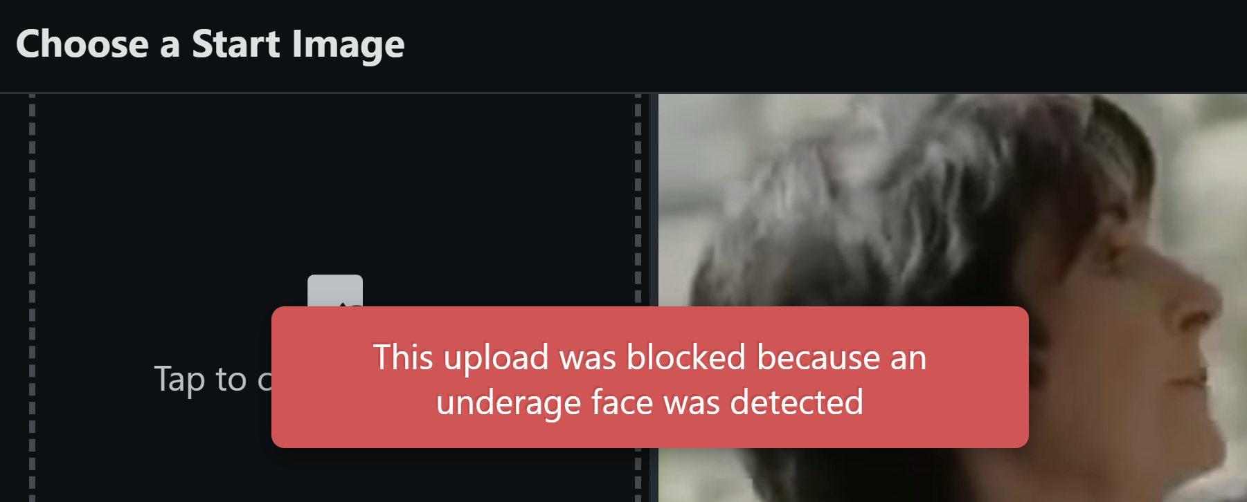Side profile of Enya, website Nightcafé - says this upload was blocked because an underage face was detected. 😅