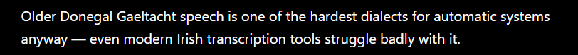 Chat GPT's excuse for not translating her Irish interviews 