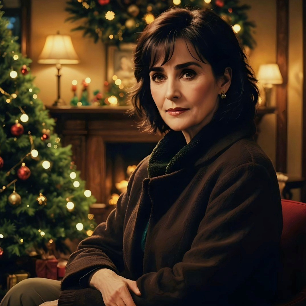 Enya sitting in a Christmassy room, just thinking. 😌♡