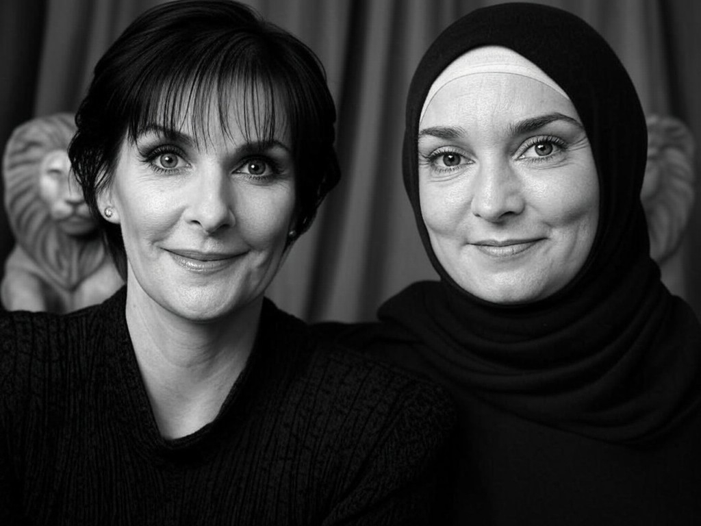 Enya and Sinéad ♡ black-and-white photo concept, late 2010s 