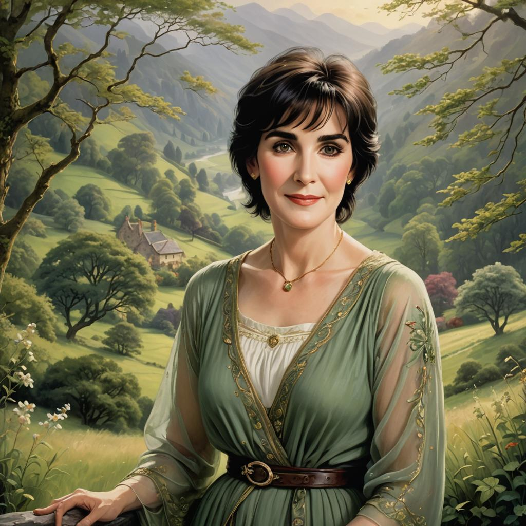 Enya in a demure mindful summer setting