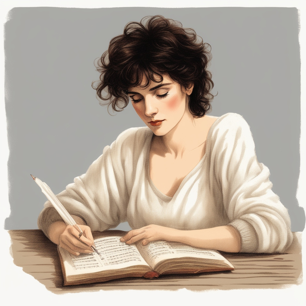 Enya younger manuscript writing sleepy