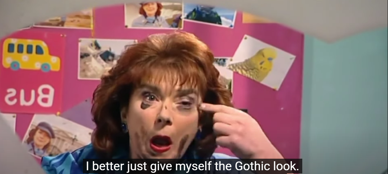 Edie McCredie in a Balamory episode from 2004 'Stream Tractor' haha