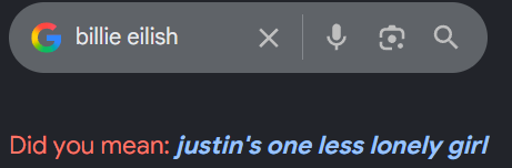 Funny 'did you mean' for Billie Eilisjh