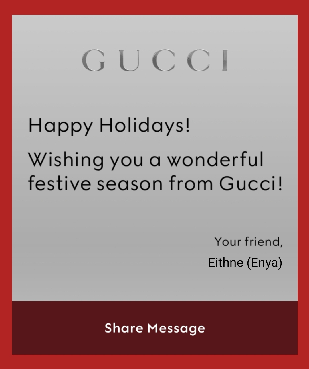 Haha I wish (some Gucci accessory, but even more, a greeting from Enya ♡ 