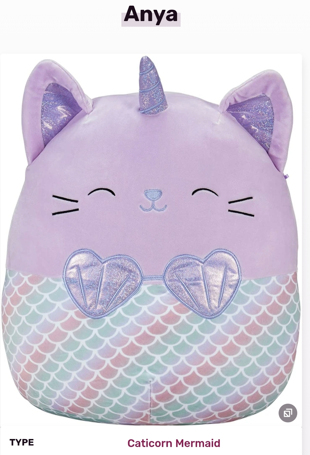 Anya Squishmallow caticorn mermaid :-D 