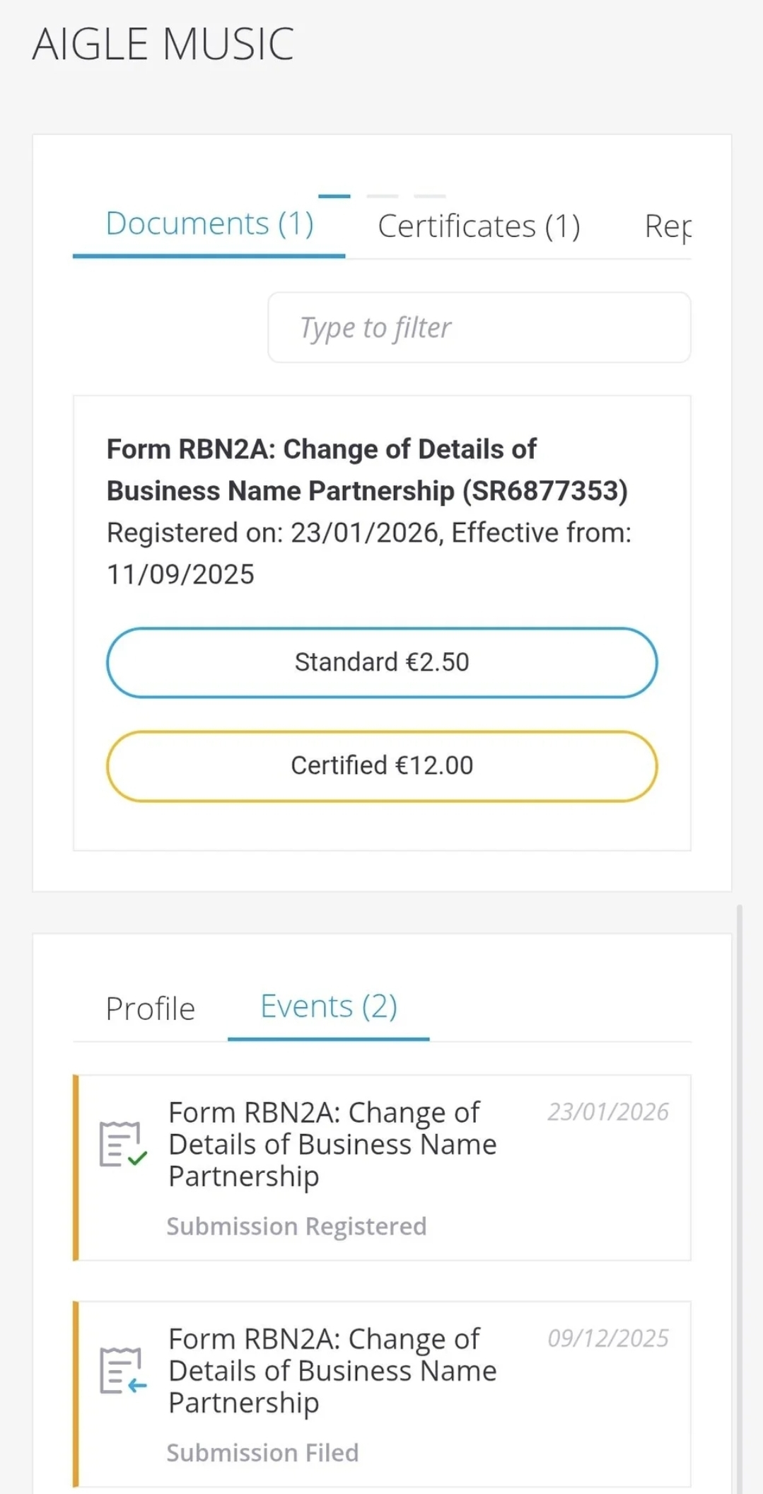 Basically since Nicky Ryan died they've changed the business partnership details