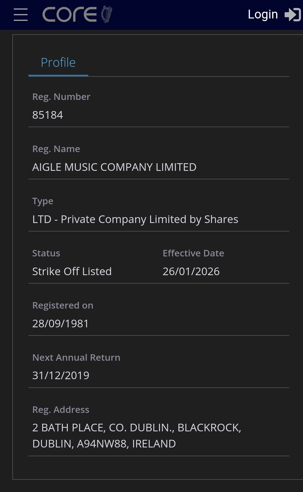 Struck-off yesterday it seems